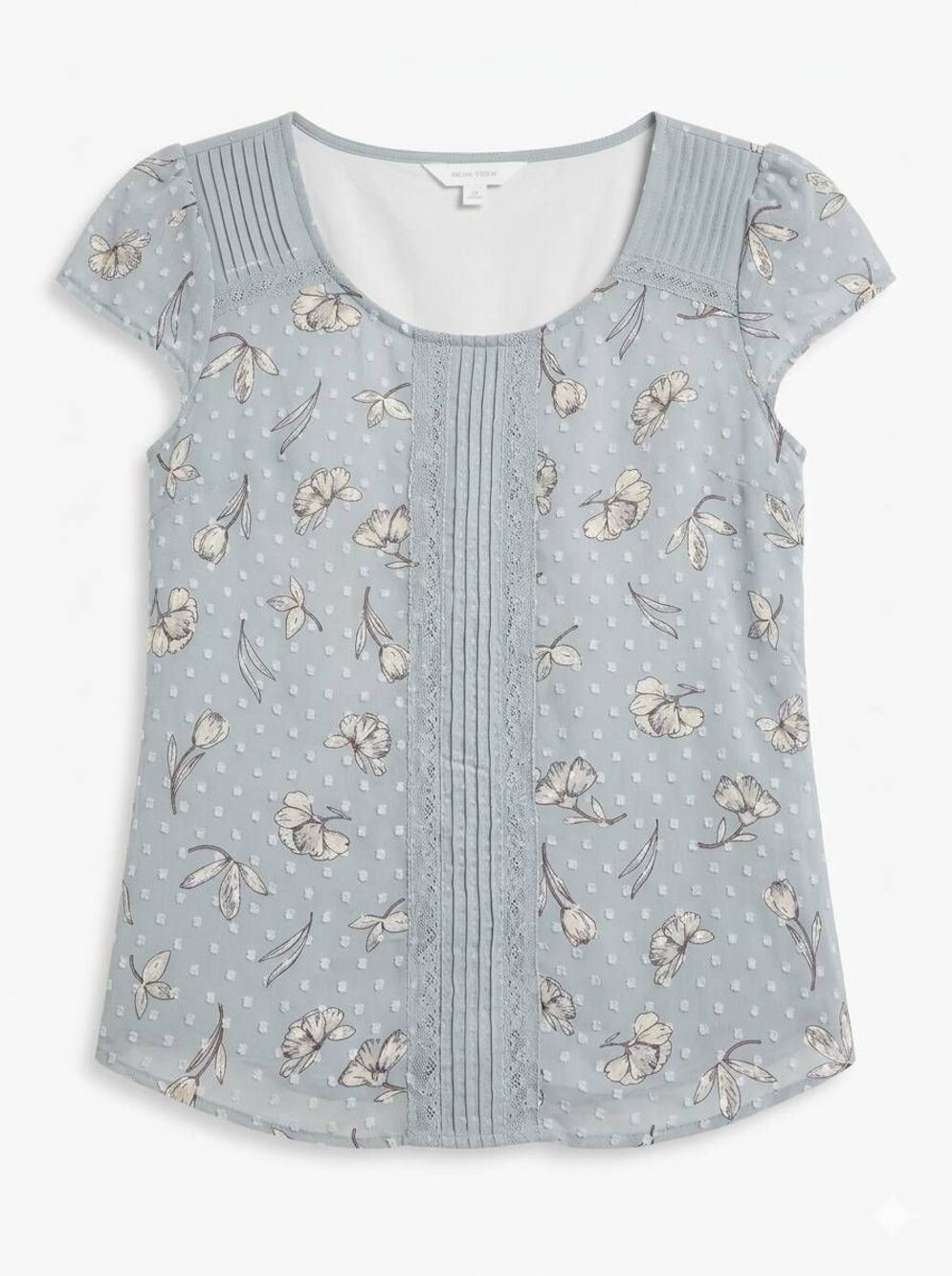 🔺️Lauren Conrad Gray Floral Print Cap Sleeve Top XSmall